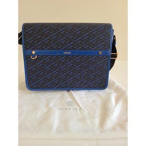 Versace La Greca Signature Coated Canvas Messenger Bag